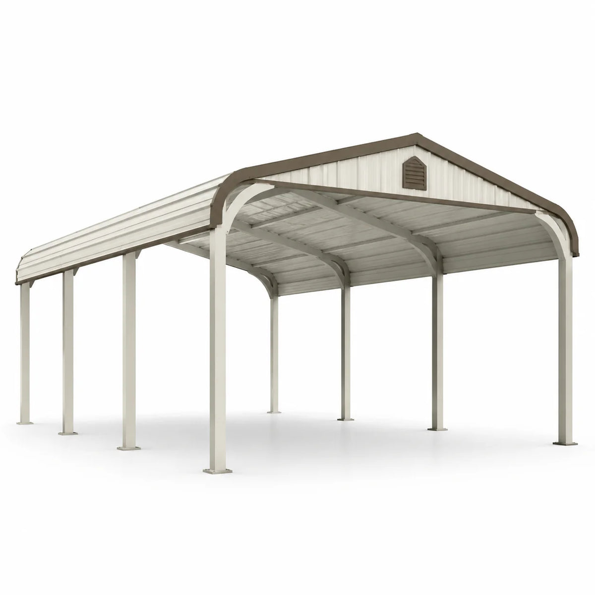 Abri de voiture en métal beige et marron 600x300x270 cm - 2026