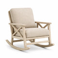 Fauteuil à bascule en bois clair avec tissu polyester beige - 2026