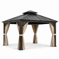 Pavillon de jardin en aluminium avec toit en acier 3x3m beige/noir - 2026