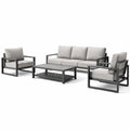 Ensemble de canapé extérieur en aluminium avec coussins en polyester gris - 2026