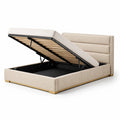 Lit avec rangement en tissu lin beige 200x160 cm - 2026