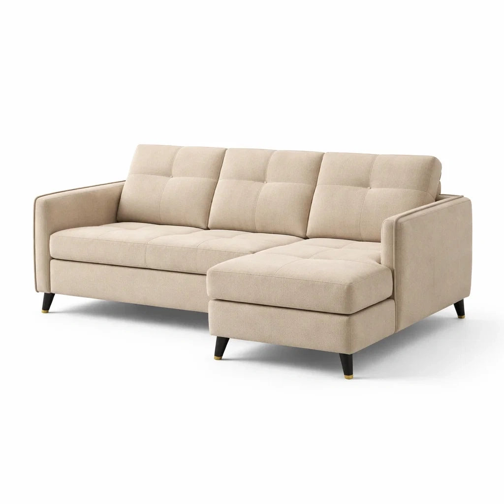 Canapé en tissu polyester beige - 2026