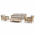 Ensemble de canapés en acacia et rotin avec coussins polyester gris - 2026