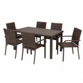 Ensemble table et chaises de terrasse en résine tressée marron avec table rectangulaire et 6 chaises - 2026