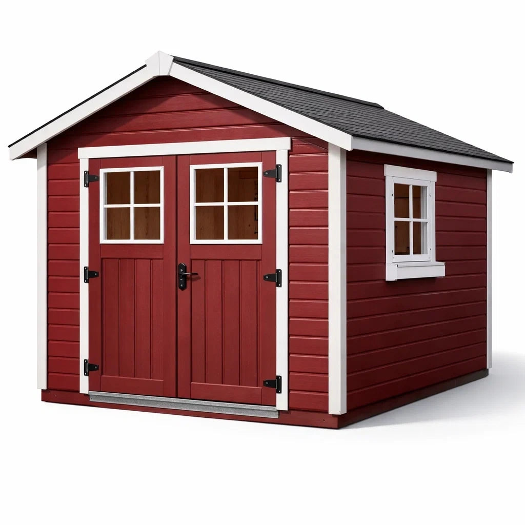 Abri de jardin en bois de pin rouge avec double porte et fenêtre - 2026