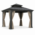 Pavillon en métal noir avec rideaux en polyester 3x3x2.7m - 2026