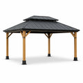 Pavillon en bois et métal avec toit en acier double niveaux 360x300x270 cm - 2026