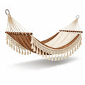 Hamac en coton avec franges marron et crème 300x150 cm - 2026