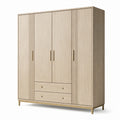 Armoire en bois clair à trois portes avec deux tiroirs - 2026