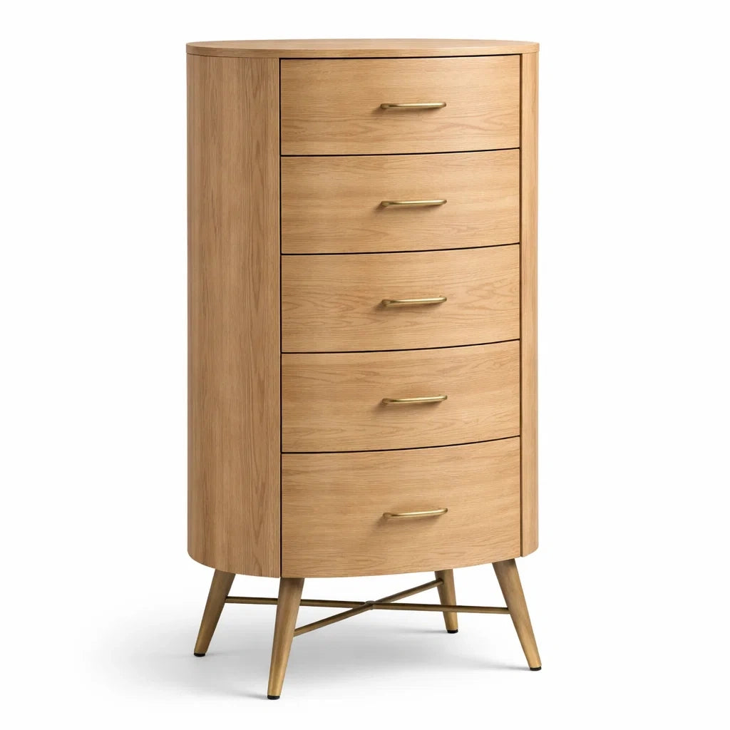 Commode en bois avec poignées en métal doré - 2026