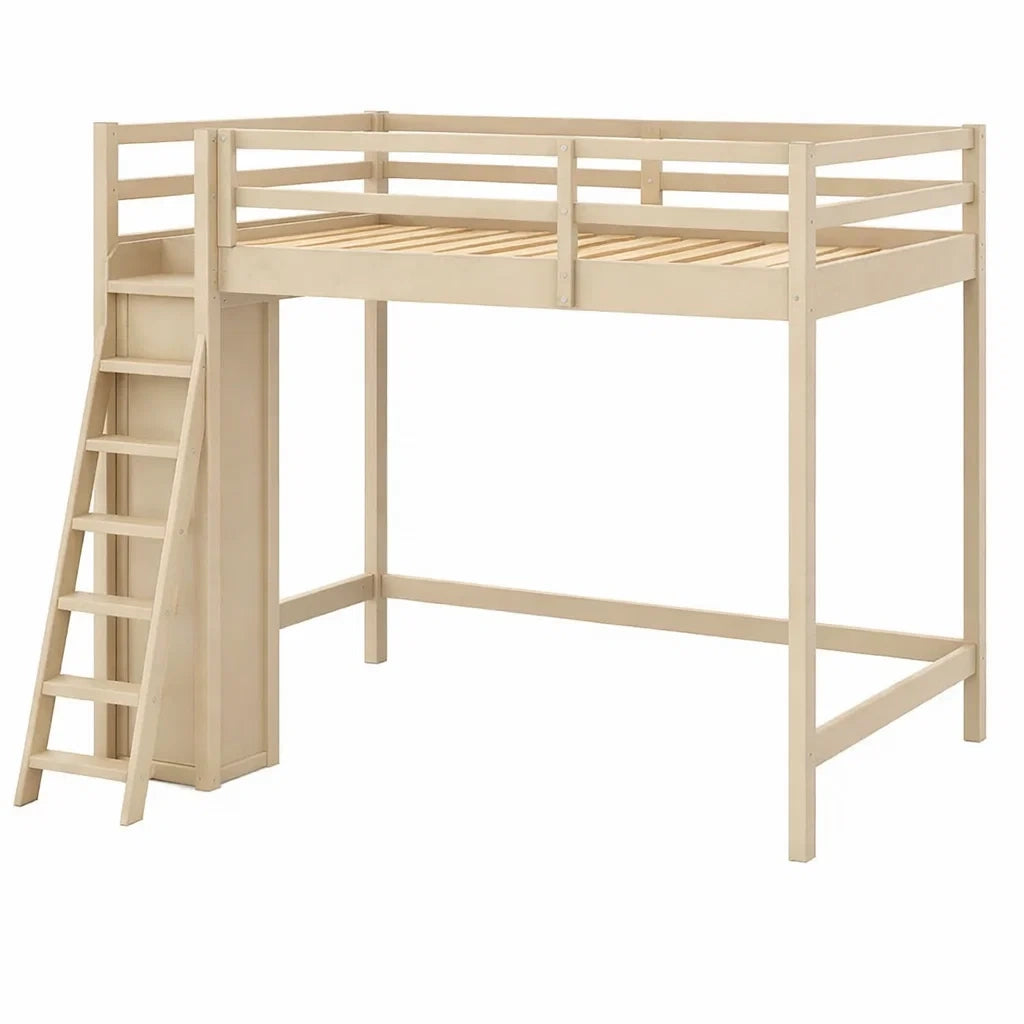 Lit mezzanine en bois de pin avec échelle et garde corps - 2026
