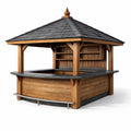 Kiosque bar de jardin en bois avec toit en bardeaux d’asphalte - 2026