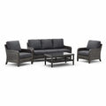 Ensemble de salon de jardin en rotin avec coussins en tissu polyester gris foncé - 2026