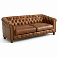 Canapé Chesterfield en cuir marron 3 places - 2026