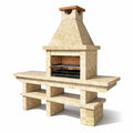 Barbecue en pierre naturelle beige avec structure en acier 150 x 60 x 190 cm - 2026