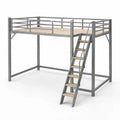 Lit mezzanine en acier gris avec plateforme en bois - 2026