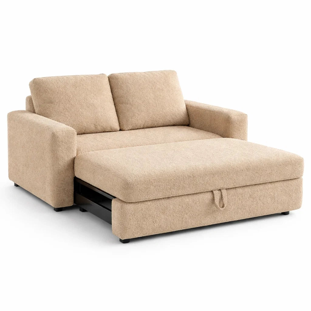 Canapé lit convertible en tissu beige - 2026
