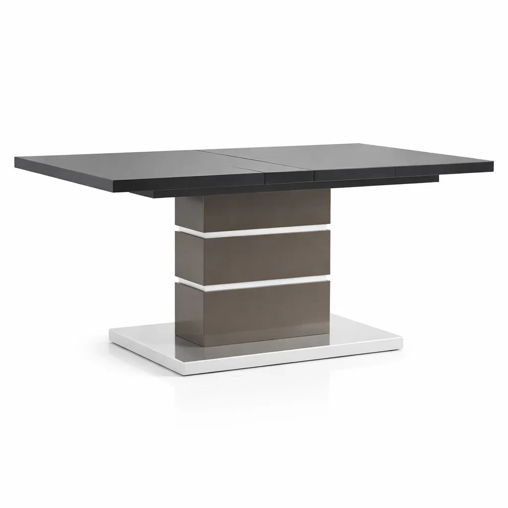 Table à manger extensible en bois et métal noir gris - 2026