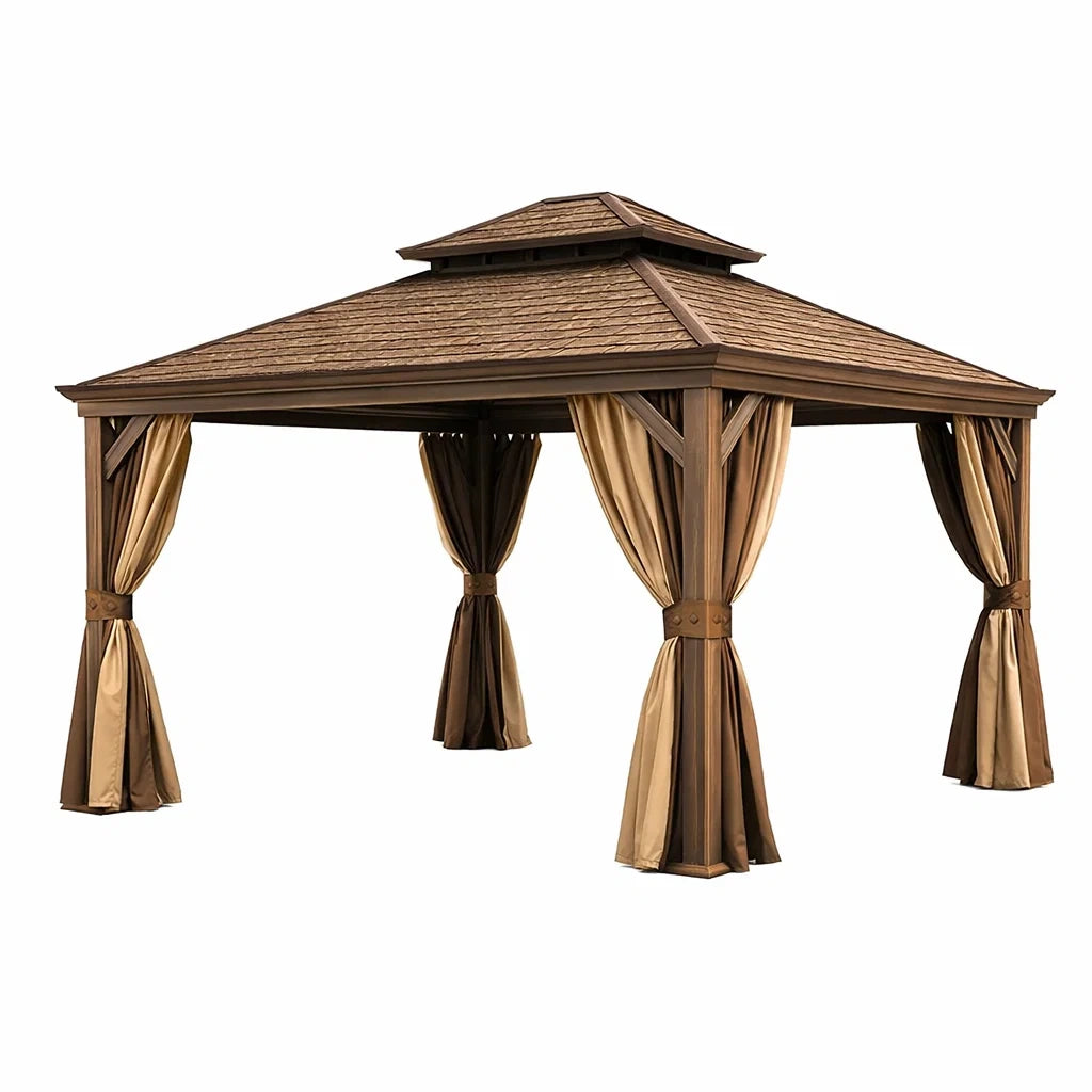Tonnelle de jardin en aluminium et polyester marron - 2026