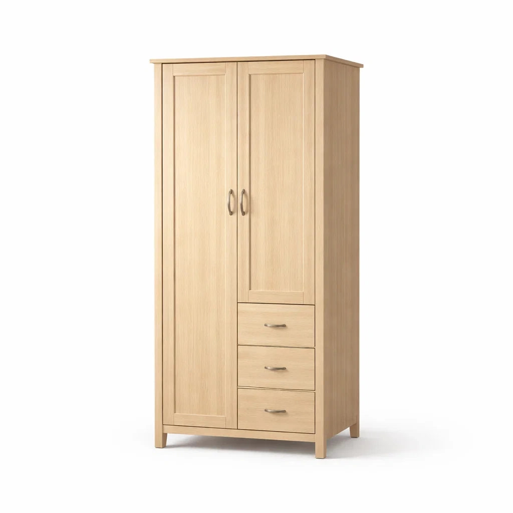 Armoire en bois clair avec 2 portes et 3 tiroirs - 2026