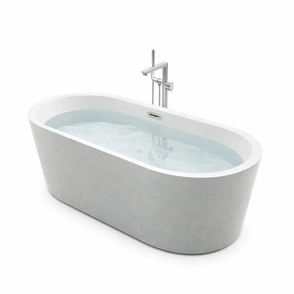 Baignoire autoportante en acrylique blanc et gris 170x75x58 cm - 2026