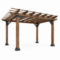 Pergola en bois d'eucalyptus finition brune - 2026