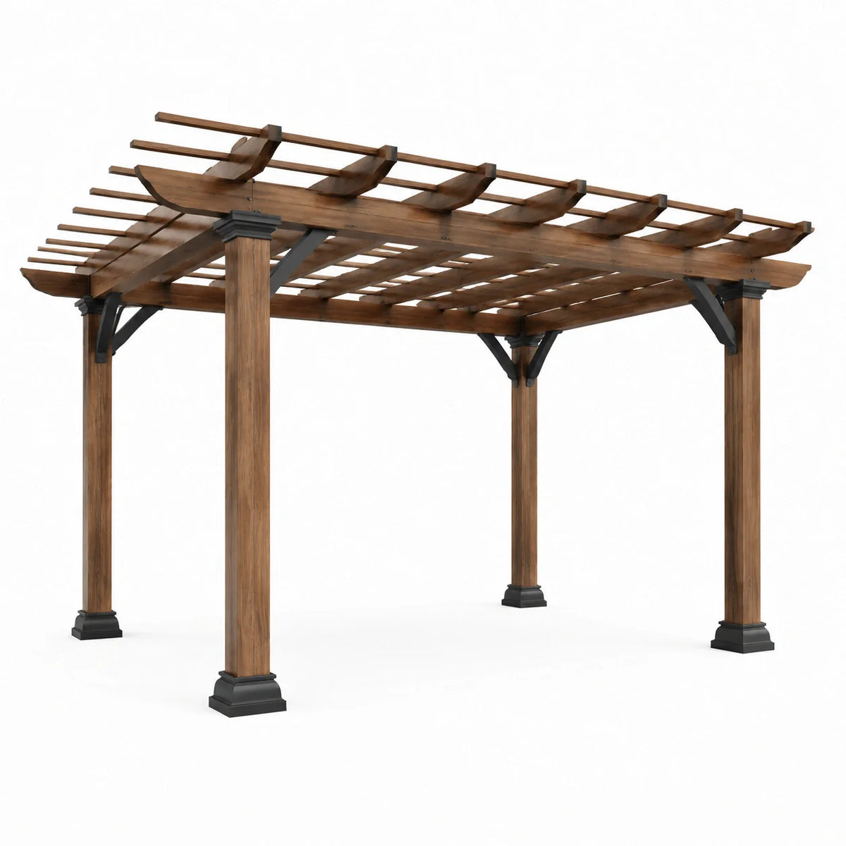 Pergola en bois d'eucalyptus finition brune - 2026