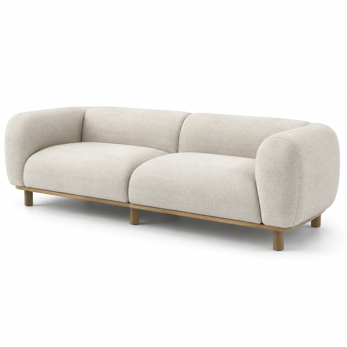 Canapé en bois et tissu en lin beige 3 places 230x100x75 cm - 2026