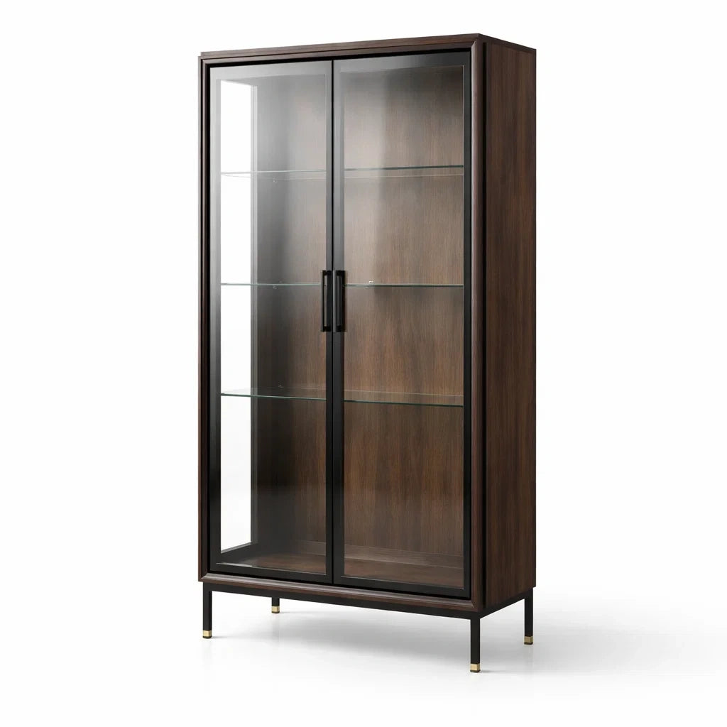 Vitrine en bois avec portes en verre trempé - 2026