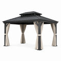 Pavillon de jardin en aluminium avec toit en acier et rideaux beige - 2026