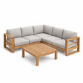 Canapé d'angle en bois avec coussins en polyester gris - 2026