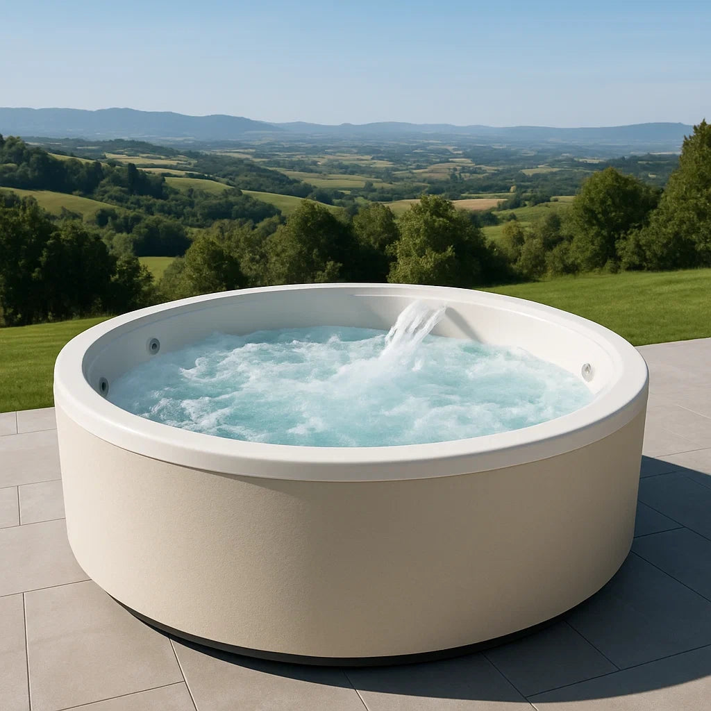 Jacuzzi extérieur rond en acrylique beige avec jets d'hydromassage 200 cm - 2026