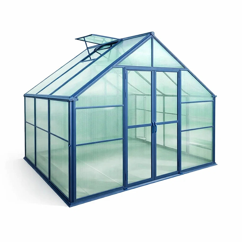 Serre en polycarbonate et aluminium bleu 300 cm x 250 cm x 200 cm - 2026