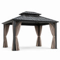 Pavillon de jardin en aluminium avec toit en acier 3x4 m noir et beige - 2026