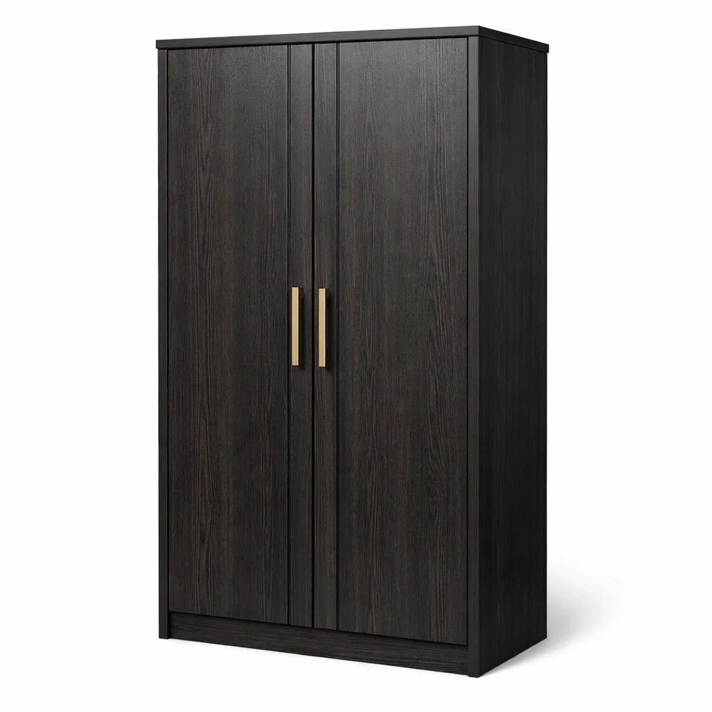 Armoire en bois foncé avec poignées métalliques 180x80x50 cm - 2026