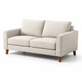 Canapé deux places en tissu beige avec pieds en bois de hêtre 150x90 cm - 2026