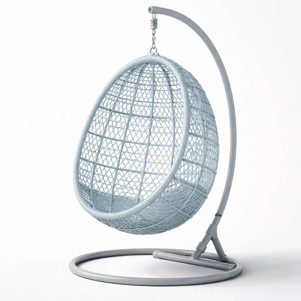 Fauteuil suspendu œuf avec support en rotin synthétique avec structure en métal - 2026