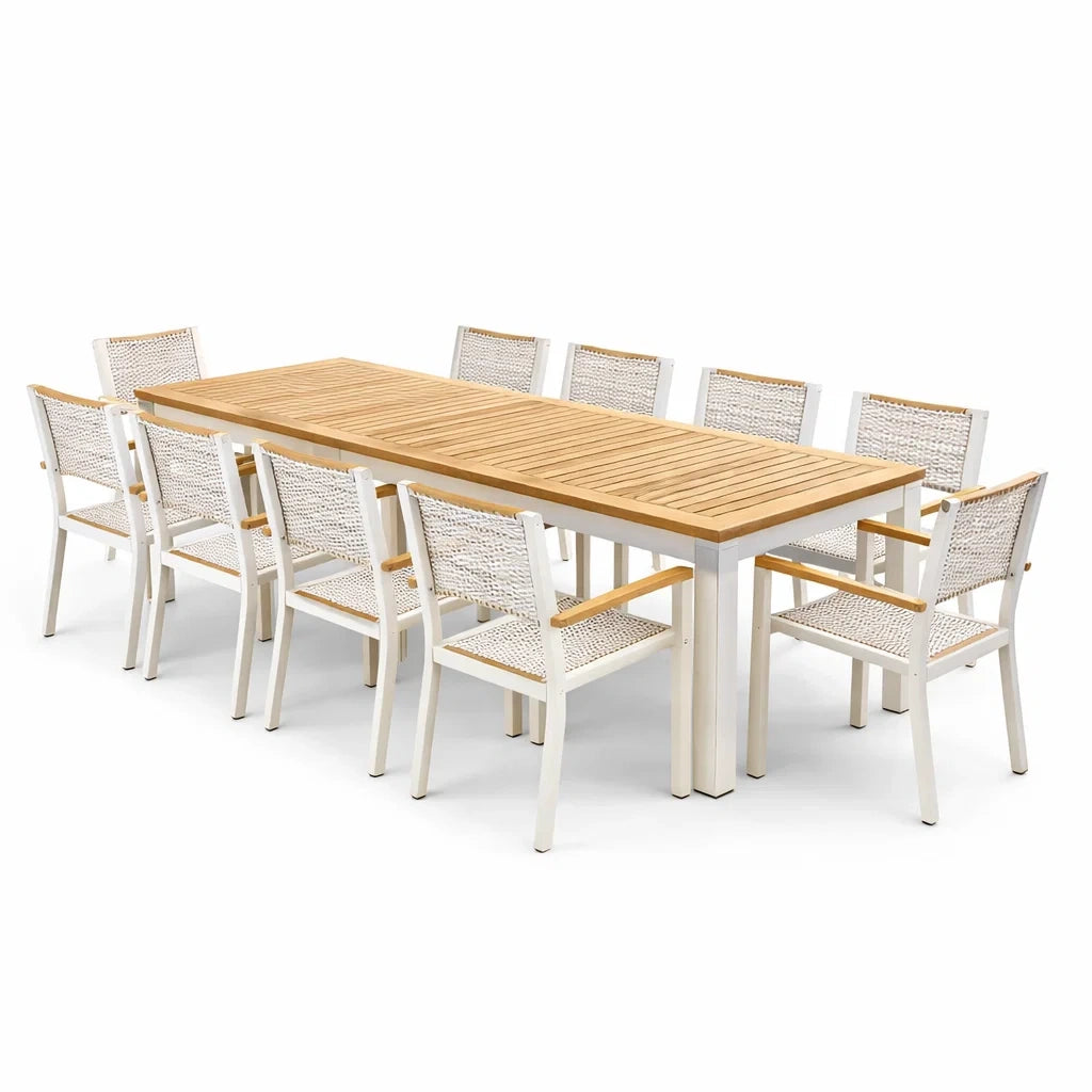 Ensemble table et chaises en teck et aluminium avec 8 chaises - 2026