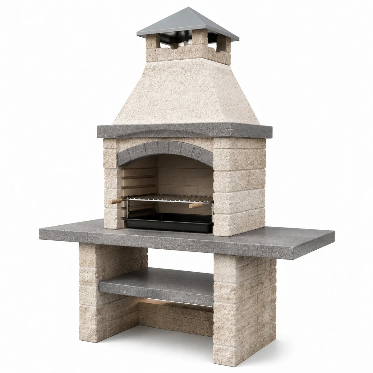 Barbecue en béton pour extérieur avec grille en acier inoxydable 100x70x230 cm - 2026