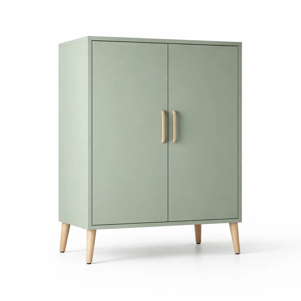 Armoire de rangement rectangulaire verte à 2 portes en bois et mdf 130x90x40 cm - 2026