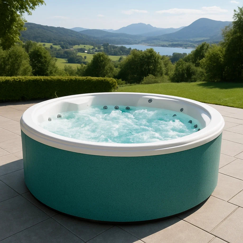 Spa Extérieur avec Jets de Massage en Acrylique, 6 Places, Diamètre 200 cm, Vert - 2026
