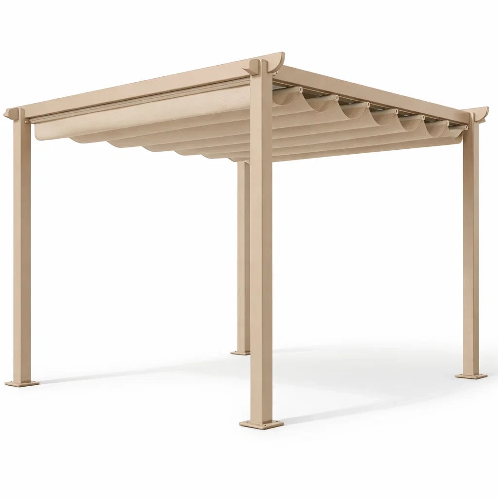 Pergola de jardin en aluminium et polyester beige 300 x 300 cm - 2026