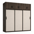 Armoire brun foncé et beige 240 × 60 × 240 cm avec 3 portes coulissantes et 6 portes supérieures - 2026