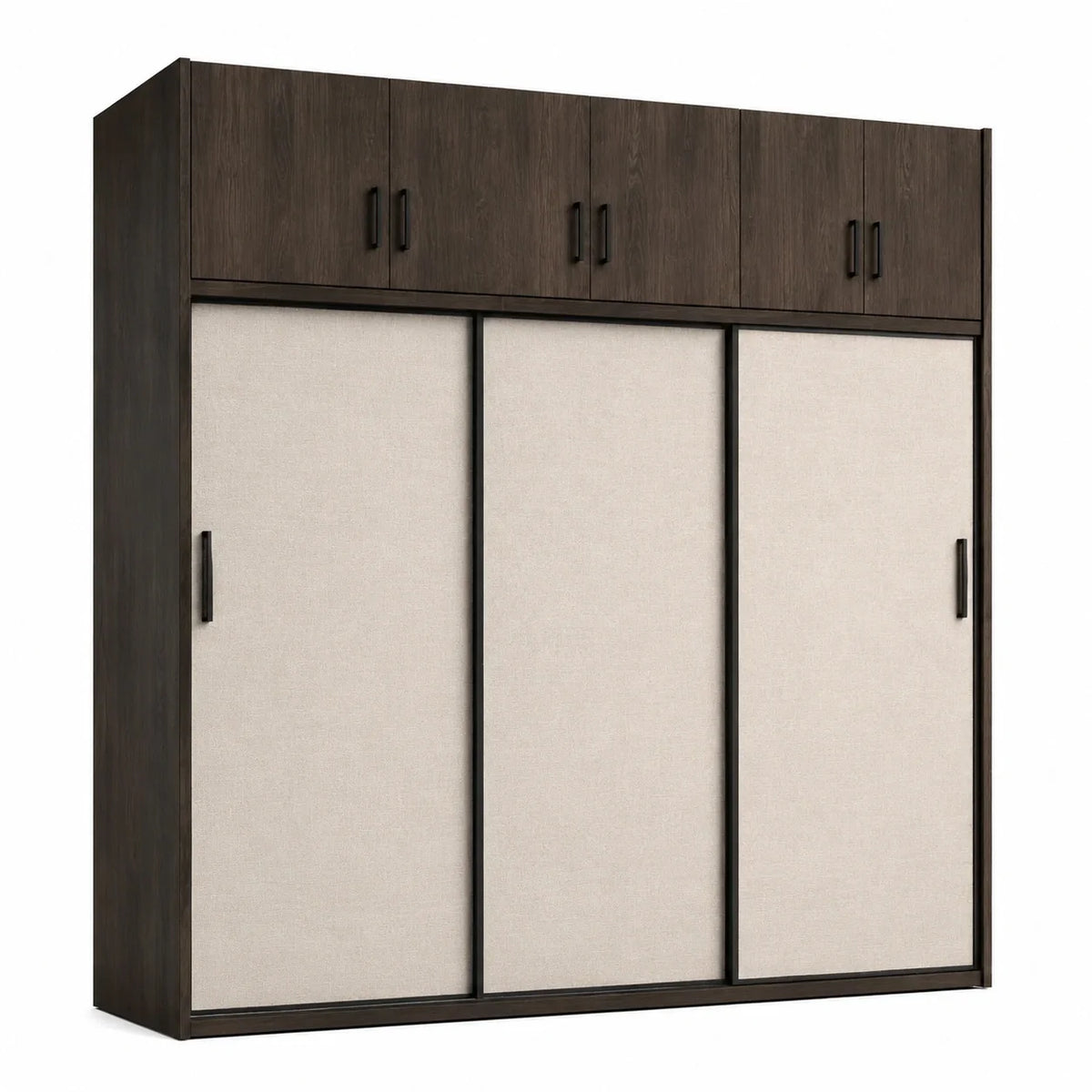 Armoire brun foncé et beige 240 × 60 × 240 cm avec 3 portes coulissantes et 6 portes supérieures - 2026