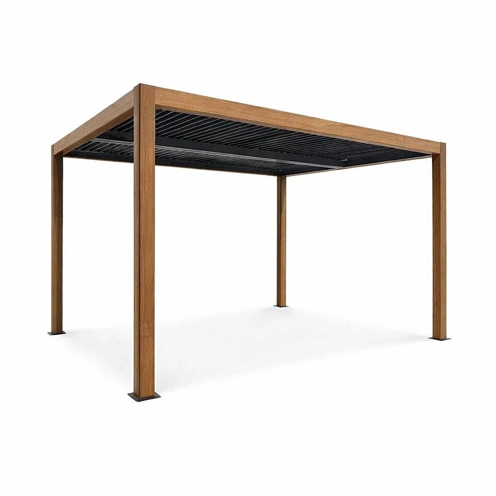 Tonnelle de jardin en bois et aluminium 300x400x240 cm marron noir - 2026