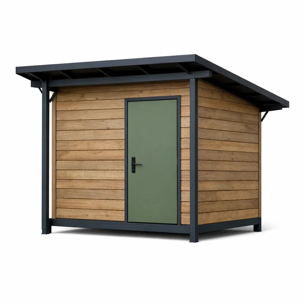 Abri de jardin en bois et acier vert et noir - 2026