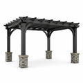 Pergola en métal noir avec colonnes en pierre 300x400 cm - 2026