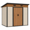 Abri de jardin en résine composite marron et beige avec toit incliné 200x130x210 cm - 2026