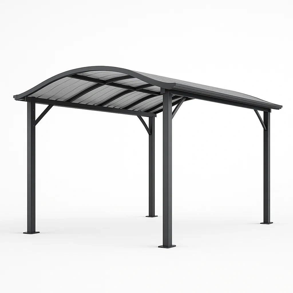 Abri de voiture en aluminium avec toit en polycarbonate noir - 2026