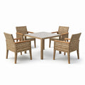 Ensemble de table et chaises de jardin 5 pièces en rotin et bois - 2026